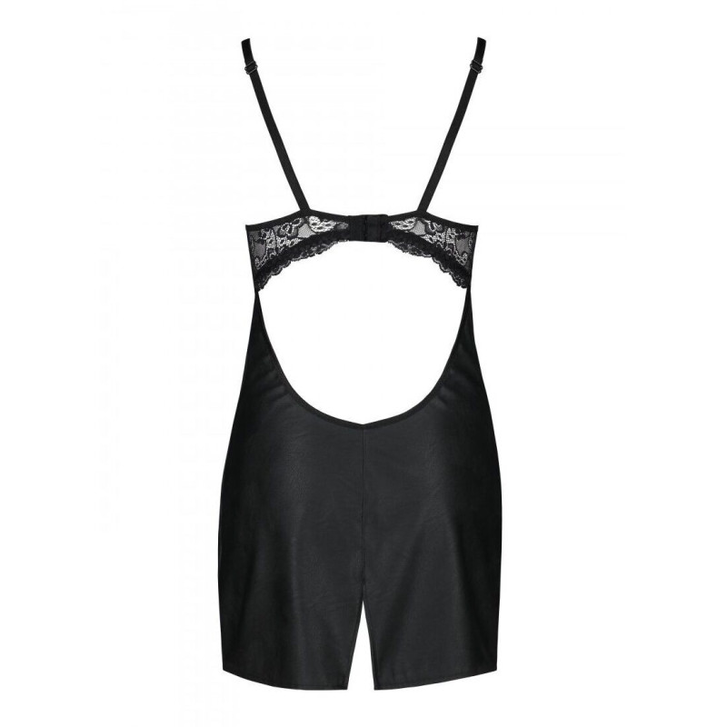 Беби-долл из эко-кожи и кружева Loona Chemise Passion black S/M