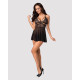 Эротический кружевной комплект с сеточкой Obsessive 838-BAB-1babydoll & thong black S/M