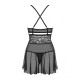 Эротический кружевной комплект с сеточкой Obsessive 838-BAB-1babydoll & thong black S/M