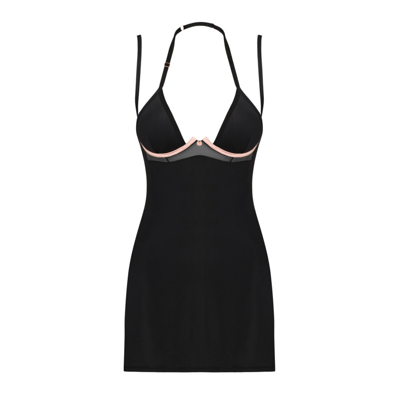 Рубашка Obsessive Selinne chemise & thong черная XS/S