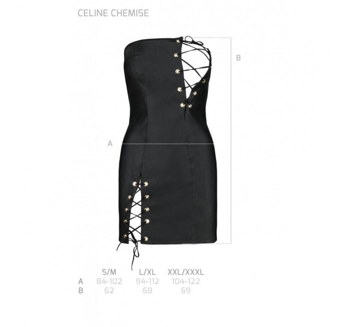 Мини платье из экокожи Passion Celine Chemise black L/XL