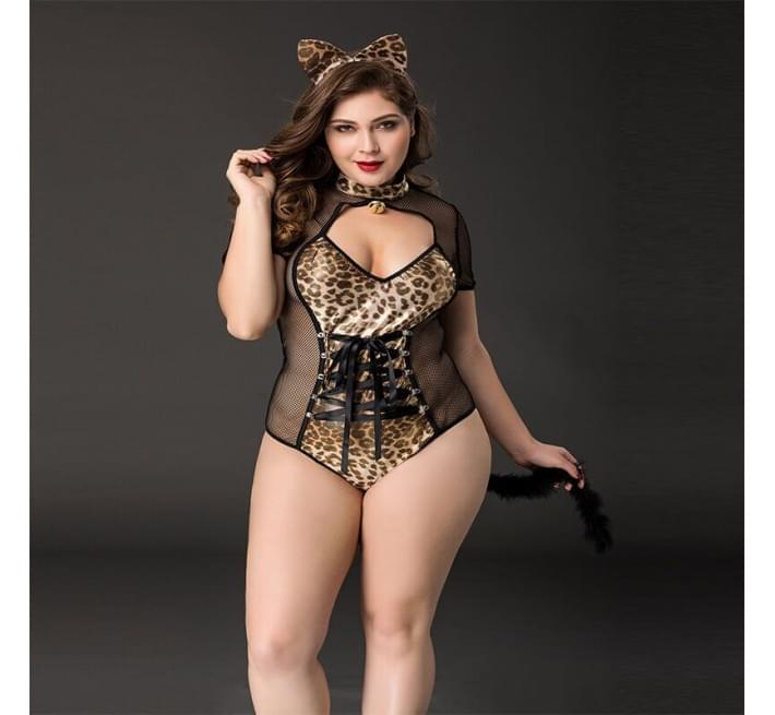Еротичний костюм кішечки JSY P71111 Леопардовий Plus Sizs