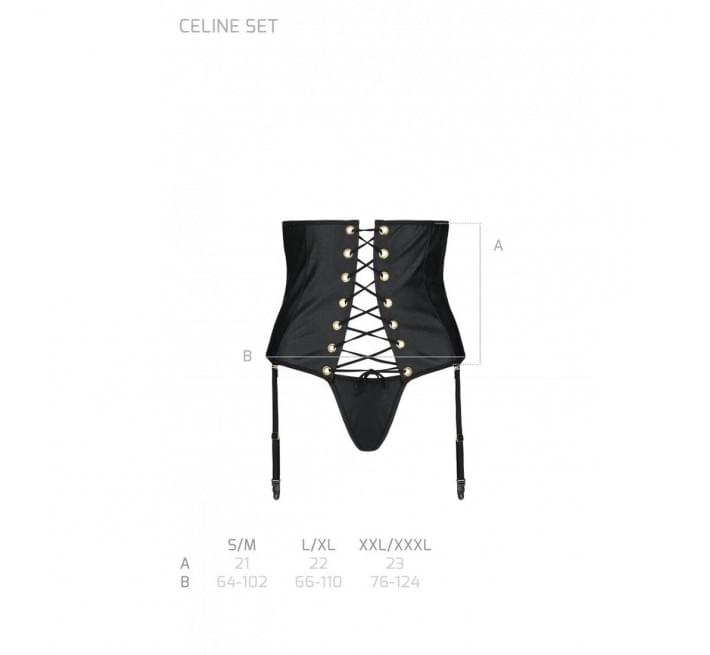 Пояс-корсет з екошкіри Passion Celine Set black L/XL
