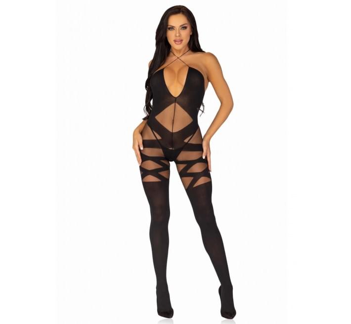 Бодістокінг Leg Avenue Illusion halter bodystocking Black One size