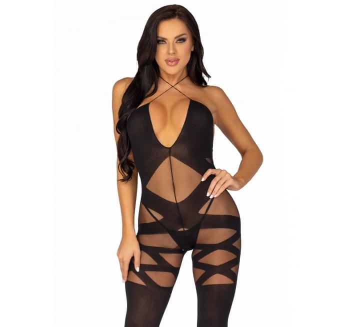 Бодістокінг Leg Avenue Illusion halter bodystocking Black One size