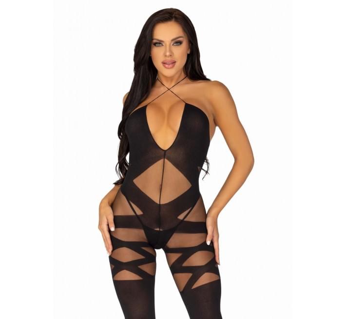 Бодістокінг Leg Avenue Illusion halter bodystocking Black One size