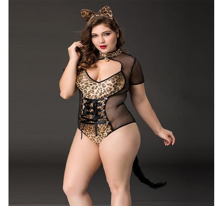 Еротичний костюм кішечки JSY P71111 Леопардовий Plus Sizs