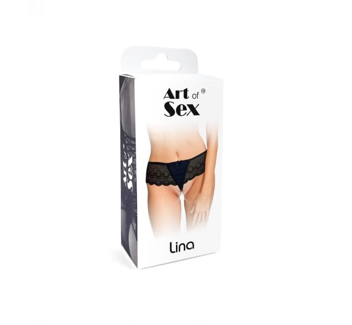 Сексуальні трусики Art of Sex - Lina з перлинами, розмір L-2XL Чорні