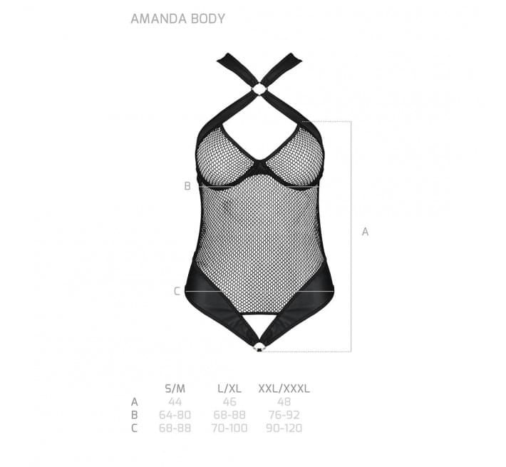 Сетчатый боди с халтером Passion Amanda Body black XXL/XXXL