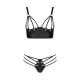 Комплект з екошкіри з люверсами та ремінцями Passion Malwia Bikini black 6XL/7XL