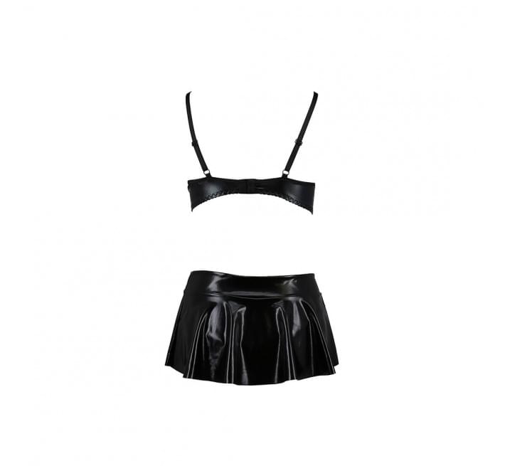 Комплект белья под латекс DEBY SET black S/M - Passion: лиф, мини-юбочка, стринги