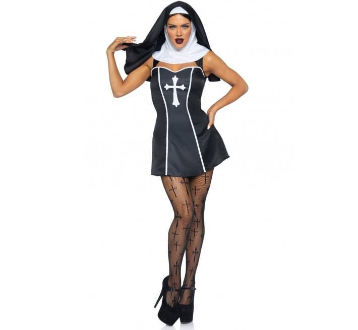 Костюм монахини Leg Avenue Naughty Nun S, платье, головной убор