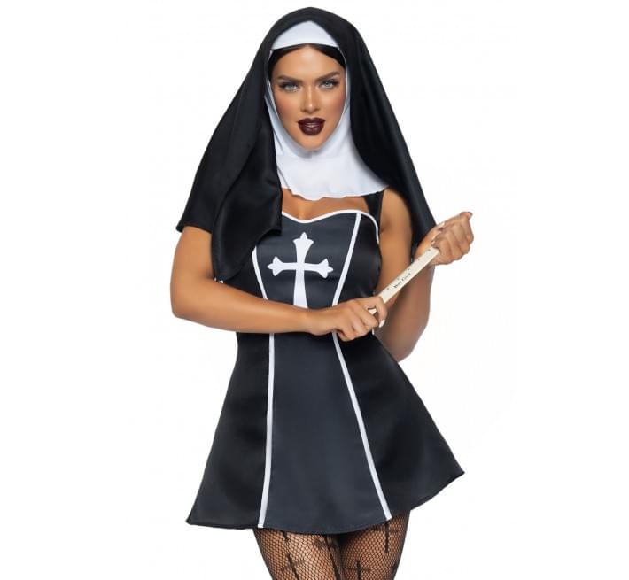 Костюм монахини Leg Avenue Naughty Nun S, платье, головной убор