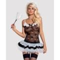 Еротичний костюм покоївки зі спідницею Obsessive Housemaid 5 pcs costume чорно-білий L/XL