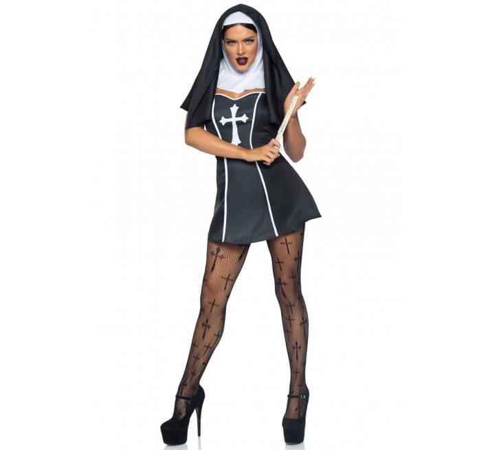 Костюм монахини Leg Avenue Naughty Nun S, платье, головной убор