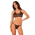 Полупрозрачный комплект Obsessive Celia Noir 2-pcs set бюстгальтер, стринги черный XL/2XL