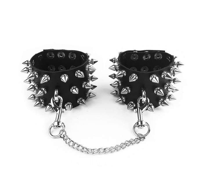 Наручники з шипами Art of Sex - Rose Spiked Leather Handcuffs, натуральна шкіра