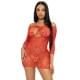 Платье-сетка с сердечками Leg Avenue Heart net mini dress завязки, открытые плечи, Red one size