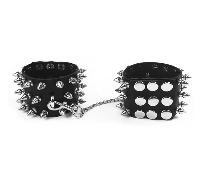 Наручники з шипами Art of Sex - Rose Spiked Leather Handcuffs, натуральна шкіра