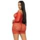 Платье-сетка с сердечками Leg Avenue Heart net mini dress завязки, открытые плечи, Red one size