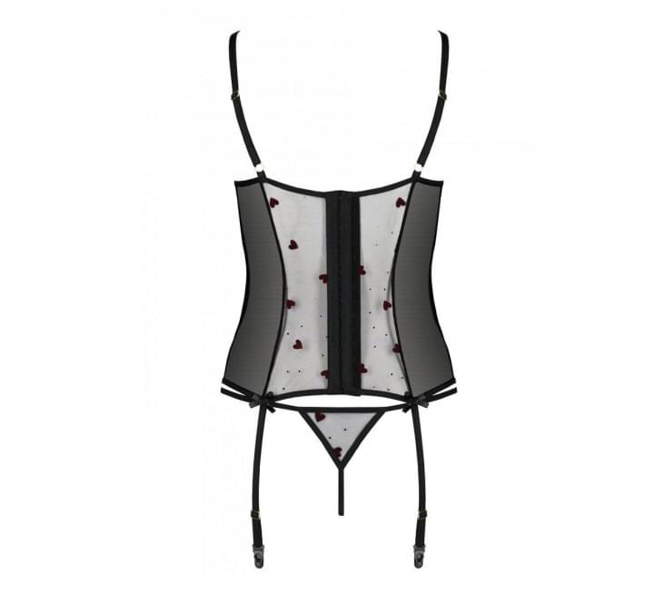 Корсет з підв'язками + стрінги Passion LOVELIA CORSET black L/XL