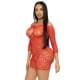 Платье-сетка с сердечками Leg Avenue Heart net mini dress завязки, открытые плечи, Red one size