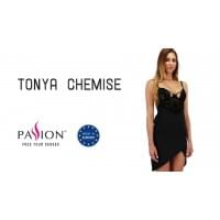 Сорочка приталенная Passion TONYA CHEMISE Черная L/XL