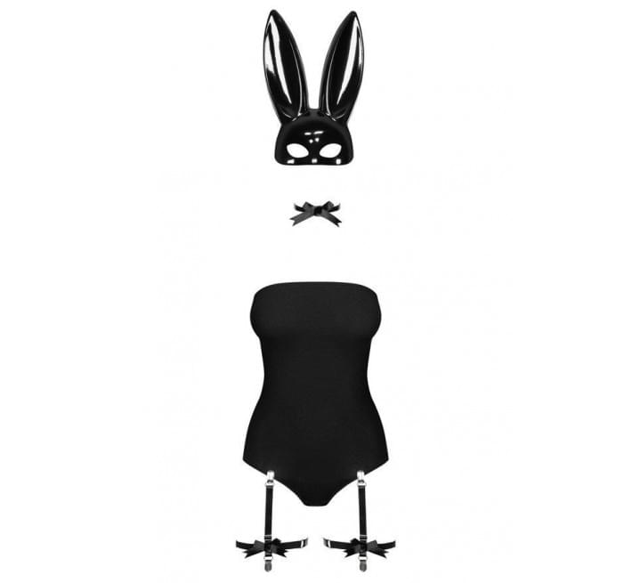 Еротичний костюм кролика Obsessive Bunny costume чорний L/XL