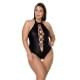 Боди из эко-кожи с имитацией шнуровки и открытым доступом Passion Nancy Body black 6XL/7XL