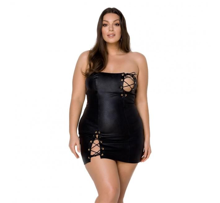 Мінісукня з екошкіри Passion Celine Chemise black 4XL/5XL