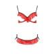 Комплект білизни CHERRY SET OpenBra red XXL/XXXL - Passion Exclusive: відкритий ліф, трусики-спіднич