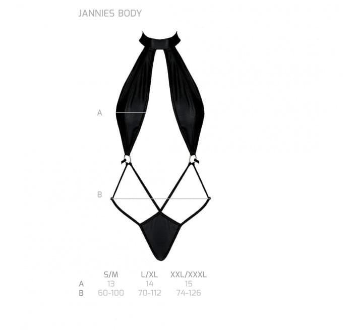 Боді-халтер з екошкіри Passion JANNIES BODY black XXL/XXXL