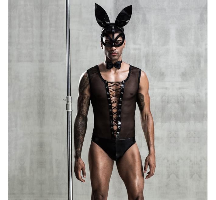Эротический мужской костюм JSY Зайка Джонни с маской Черный S/M