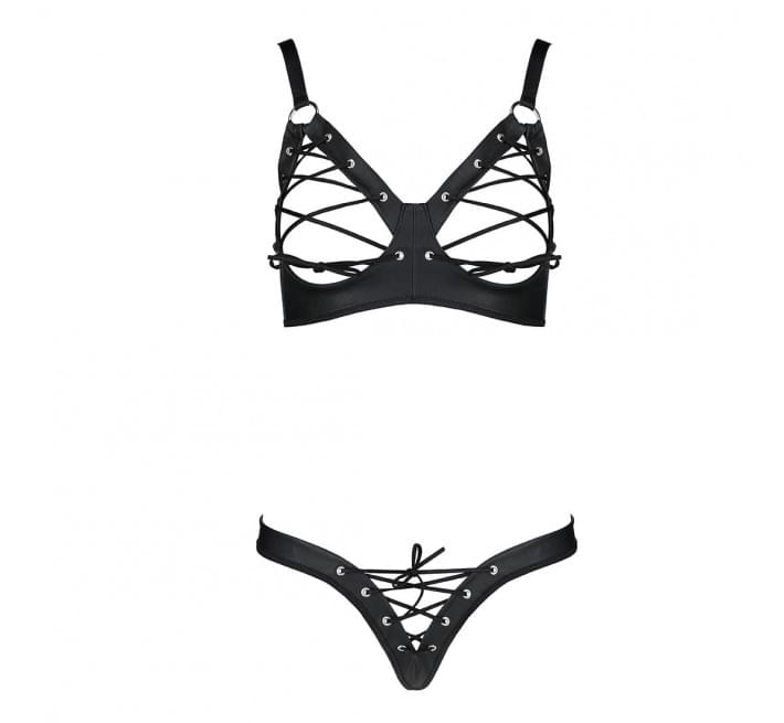 Комплект з екошкіри Passion CELINE BIKINI black L/XL