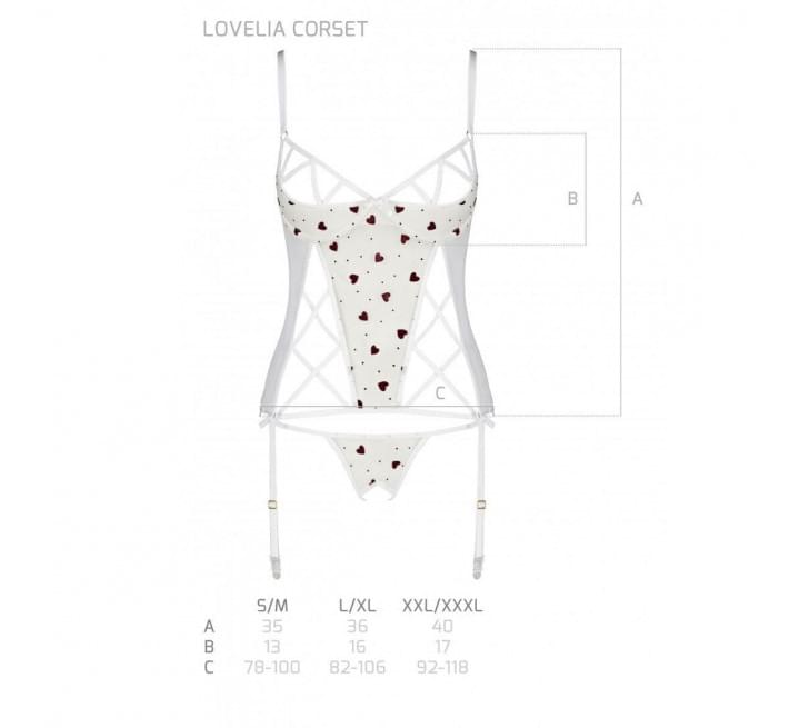 Корсет с подвязками + стринги Passion LOVELIA CORSET white L/XL