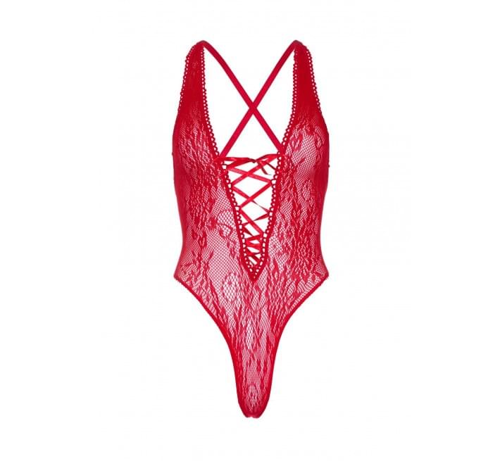 Кружевное боди Leg Avenue Floral lace thong teddy Red one size