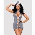 Эротический костюм стюардессы Obsessive Stewardess 3 pcs costume серый S/M