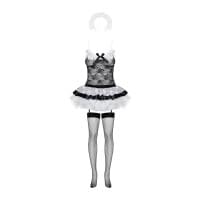 Эротический костюм горничной с юбкой Obsessive Housemaid 5 pcs costume черно-белый S/M
