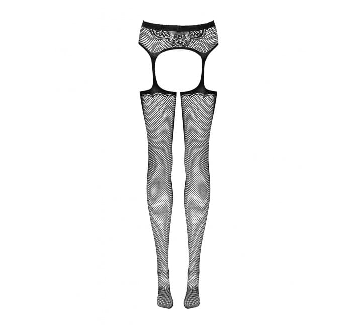 Сітчасті панчохи-стокінги з візерунком на сідницях Obsessive Garter stockings S232 чорні S/M/L