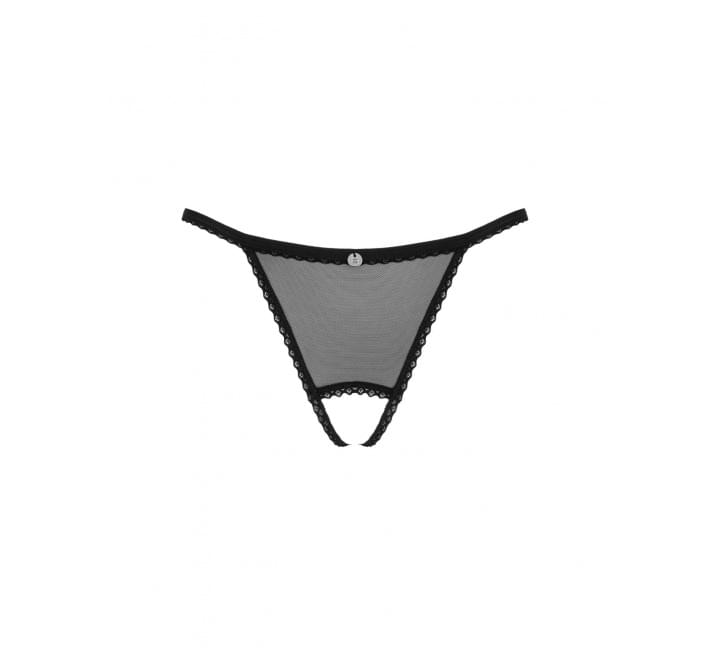 Прозорі стрінги з доступом Obsessive Celia Noir crotchless thong чорні M/L