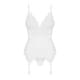Сатиновый кружевной корсет Obsessive 810-COR-2 babydoll & thong корсет, танга, белый S/M