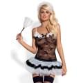 Еротичний костюм покоївки зі спідницею Obsessive Housemaid 5 pcs costume чорно-білий S/M