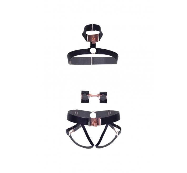 Комплект атласних ременів для бондажу Leg Avenue Satin elastic harness Set Black One size