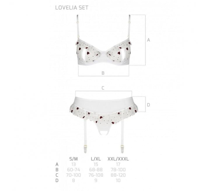 Сексуальный комплект с поясом для чулок Passion LOVELIA SET white L/XL