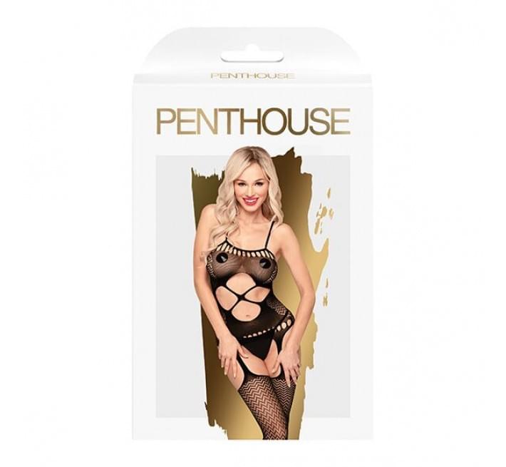 Бодистокинг с вырезом на животике Penthouse Hot Nightfall Черный XL