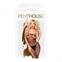 Бодістокінг з панчохами та геометричним малюнком Penthouse Firecracker Чорний S/L