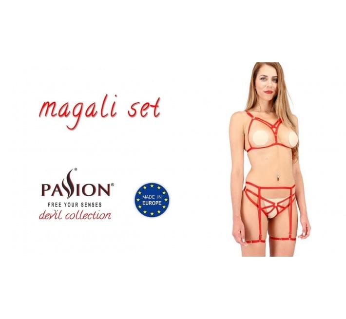 Комплект білизни Passion MAGALI SET OpenBra Червоний XXL/XXXL