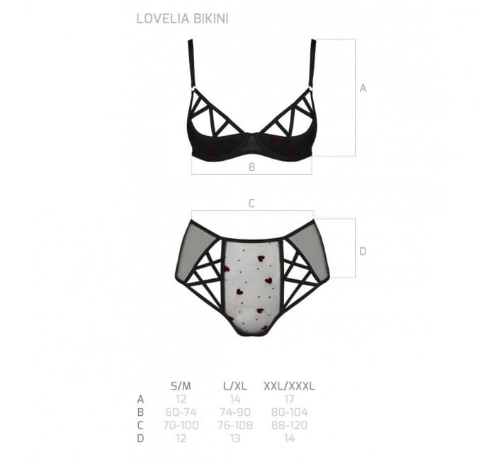 Эротический комплект с рисунком Passion LOVELIA BIKINI black L/XL