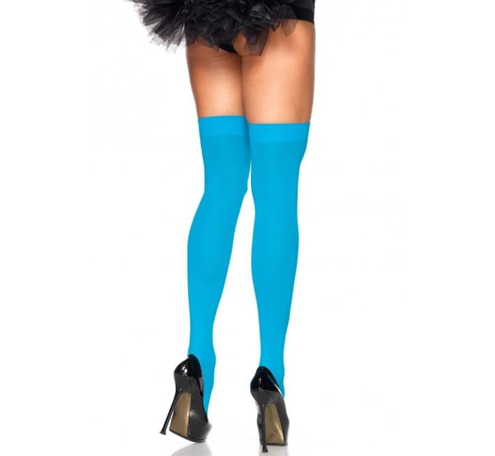 Плотные неоновые чулки Leg Avenue Nylon Thigh Highs Neon Blue one size