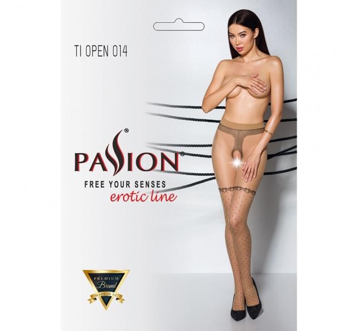 Тілесні колготки з відкритим доступом Passion TIOPEN 014 beige 1/2 (20 den)